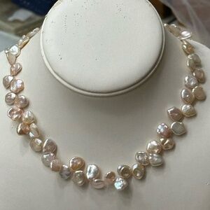 HIGH Luster Natural Light Pink Color Keshi Pearls - 16 - 18 Inches (Adjustable)
